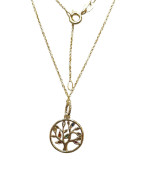 Pendentif Multipierres Arbre de Vie avec Chaîne 45cm Plaqué Or