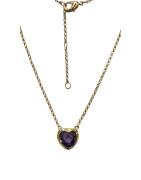 Pendentif Améthyste Cœur avec Chaîne 45cm Plaqué Or