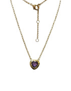 Pendentif Améthyste Cœur avec Chaîne 45cm Plaqué Or