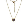 Pendentif Améthyste Cœur avec Chaîne 45cm Plaqué Or