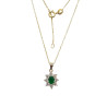 Pendentif Emeraude de Synthèse et Zirconium Fleur avec Chaîne 45cm Plaqué Or