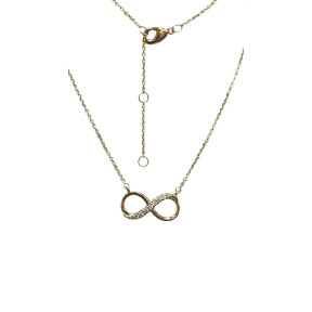 Pendentif Zirconium Infini avec Chaîne 45cm Plaqué Or