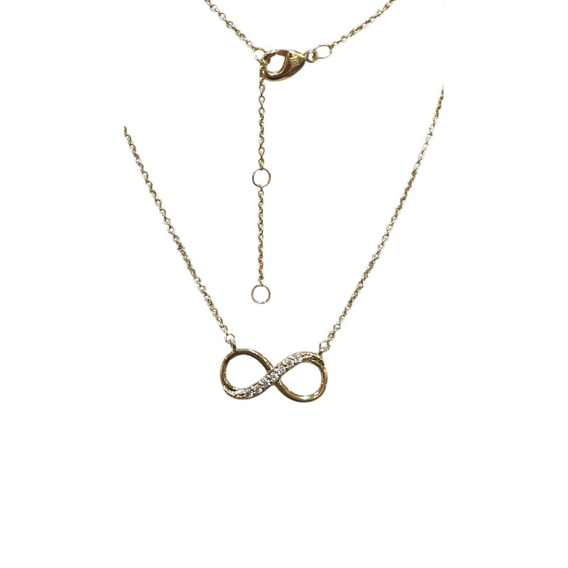 Pendentif Zirconium Infini avec Chaîne 45cm Plaqué Or