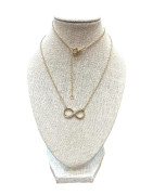 Pendentif Zirconium Infini avec Chaîne 45cm Plaqué Or