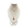 Pendentif Rubis de Synthèse et Zirconium Fleur avec Chaîne 45cm Plaqué Or