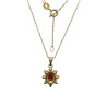 Pendentif Rubis de Synthèse et Zirconium Fleur avec Chaîne 45cm Plaqué Or