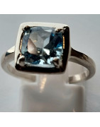 Bague Topaze bleue argent 925 Taille 58