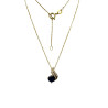 Pendentif Saphir et Zirconium avec Chaîne 45cm Plaqué Or