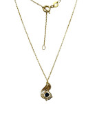 Pendentif Saphir et Zirconium avec Chaîne 45cm Plaqué Or