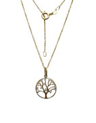 Pendentif Zirconium Arbre de Vie avec Chaîne 45cm Plaqué Or