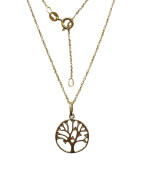 Pendentif Zirconium Arbre de Vie avec Chaîne 45cm Plaqué Or