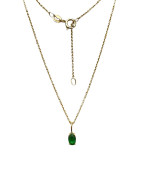 Pendentif Emeraude de Synthèse avec Chaîne 45cm Plaqué Or