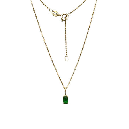 Pendentif Emeraude de Synthèse avec Chaîne 45cm Plaqué Or