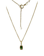 Pendentif Emeraude de Synthèse avec Chaîne 45cm Plaqué Or
