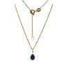 Pendentif Saphir Goutte avec Chaîne 45cm Plaqué Or