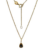 Pendentif Saphir Goutte avec Chaîne 45cm Plaqué Or