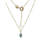Pendentif Aigue Marine avec Chaîne 45cm Plaqué Or