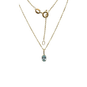 Pendentif Aigue Marine avec Chaîne 45cm Plaqué Or