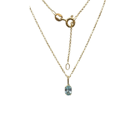 Pendentif Aigue Marine avec Chaîne 45cm Plaqué Or