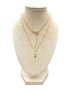 Pendentif Aigue Marine avec Chaîne 45cm Plaqué Or