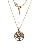 Pendentif Arbre de Vie avec Chaîne 45cm Plaqué Or