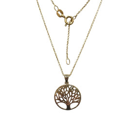 Pendentif Arbre de Vie avec Chaîne 45cm Plaqué Or