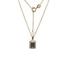 Pendentif Améthyste et Zirconium Rectangulaire avec Chaîne 45cm Plaqué Or