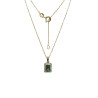 Pendentif Emeraude de Synthèse et Zirconium Rectangulaire avec Chaîne 45cm Plaqué Or