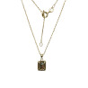 Pendentif Emeraude de Synthèse et Zirconium Rectangulaire avec Chaîne 45cm Plaqué Or