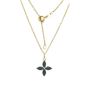 Pendentif Saphir Etoile avec Chaîne Plaqué Or
