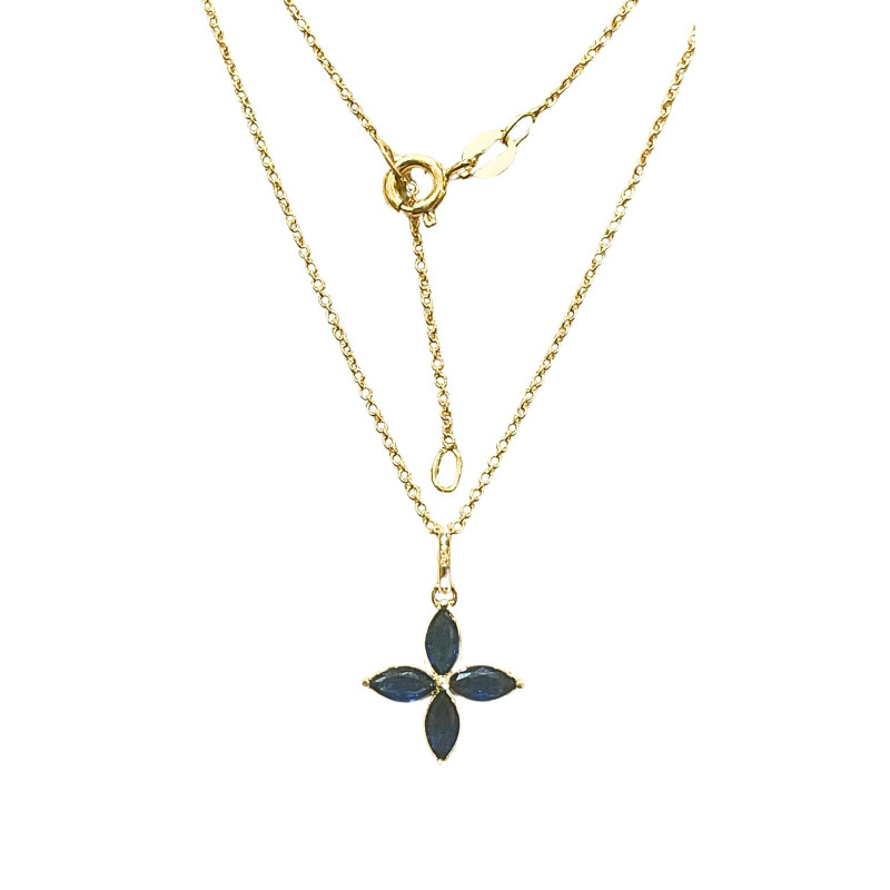 Pendentif Saphir Etoile avec Chaîne Plaqué Or