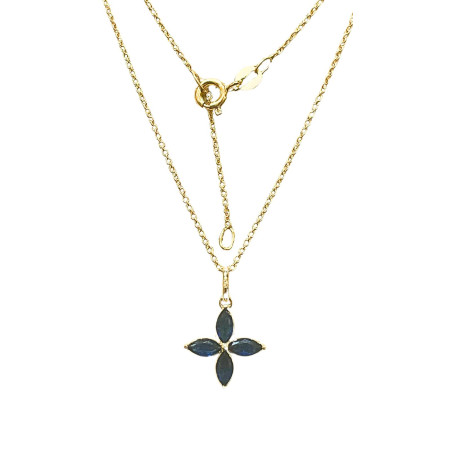 Pendentif Saphir Etoile avec Chaîne Plaqué Or