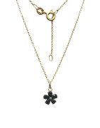 Pendentif Saphir Fleur avec Chaîne 45cm Plaqué Or
