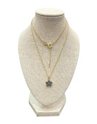 Pendentif Saphir Fleur avec Chaîne 45cm Plaqué Or