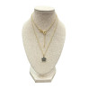 Pendentif Saphir Fleur avec Chaîne 45cm Plaqué Or