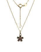 Pendentif Saphir Fleur avec Chaîne 45cm Plaqué Or