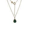 Pendentif Emeraude de Synthèse Goutte avec Chaîne 45cm Plaqué Or