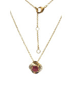 Pendentif Rubis de Synthèse et Zirconium avec Chaîne 45cm Plaqué Or