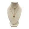 Pendentif Rubis de Synthèse et Zirconium avec Chaîne 45cm Plaqué Or