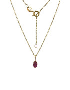 Pendentif Rubis de Synthèse avec Chaîne 45cm Plaqué Or