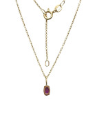 Pendentif Rubis de Synthèse avec Chaîne 45cm Plaqué Or