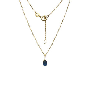 Pendentif Saphir avec Chaîne 45cm Plaqué Or