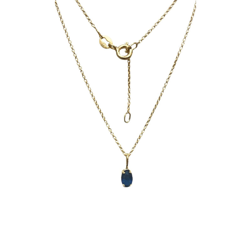 Pendentif Saphir avec Chaîne 45cm Plaqué Or