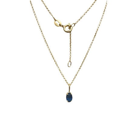 Pendentif Saphir avec Chaîne 45cm Plaqué Or