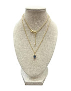 Pendentif Saphir avec Chaîne 45cm Plaqué Or