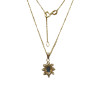 Pendentif Saphir et Zirconium Fleur avec Chaîne 45cm Plaqué Or