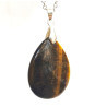 Pendentif Œil de Tigre Goutte 4 cm sur Chaîne Acier Inox 40 + 5 cm (1)