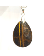 Pendentif Œil de Tigre Goutte 4 cm sur Chaîne Acier Inox 40 + 5 cm (4)