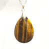Pendentif Œil de Tigre Goutte 4 cm sur Chaîne Acier Inox 40 + 5 cm (4)