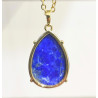 Pendentif Lapis-lazuli Serti sur Chaîne Plaquée Or 44 cm